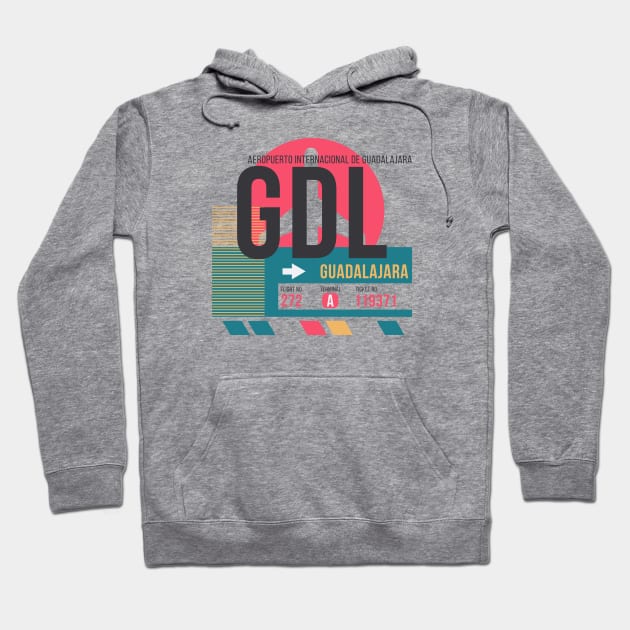 Guadalajara (GDL) Airport Code Baggage Tag Hoodie by SLAG_Creative